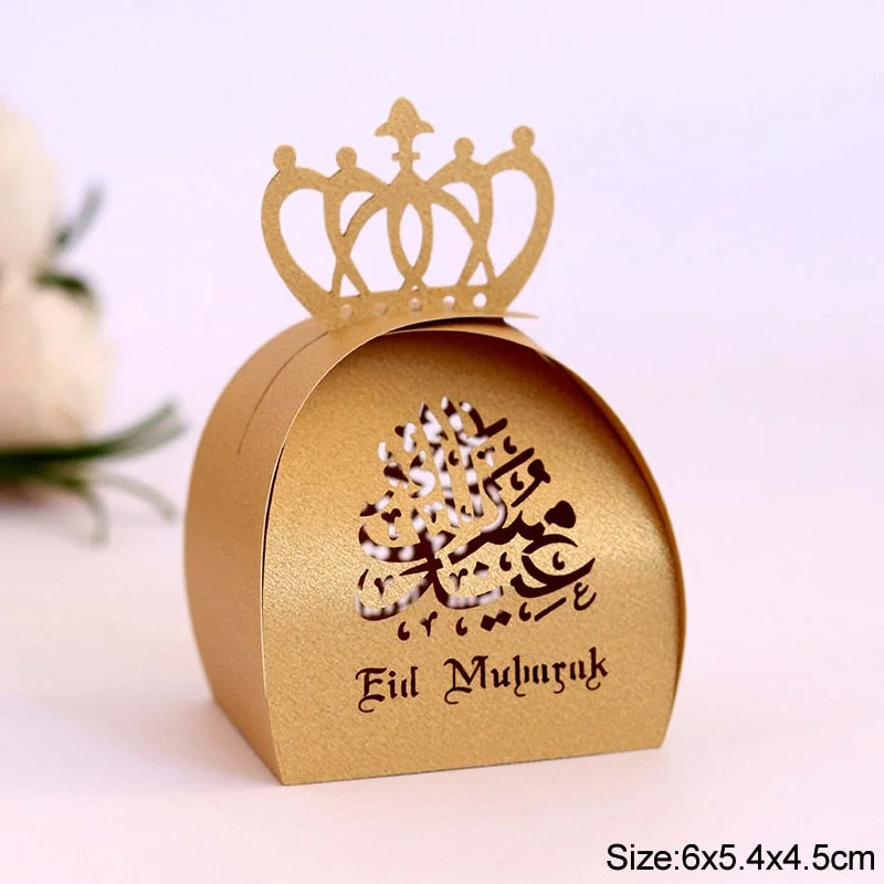 10/20pcs EID Mubarak Chocolate Candy Box Cookie Gift Packaging Boxes Bag Ramadan Kareem Decoration Islamic Muslim Party Supplies