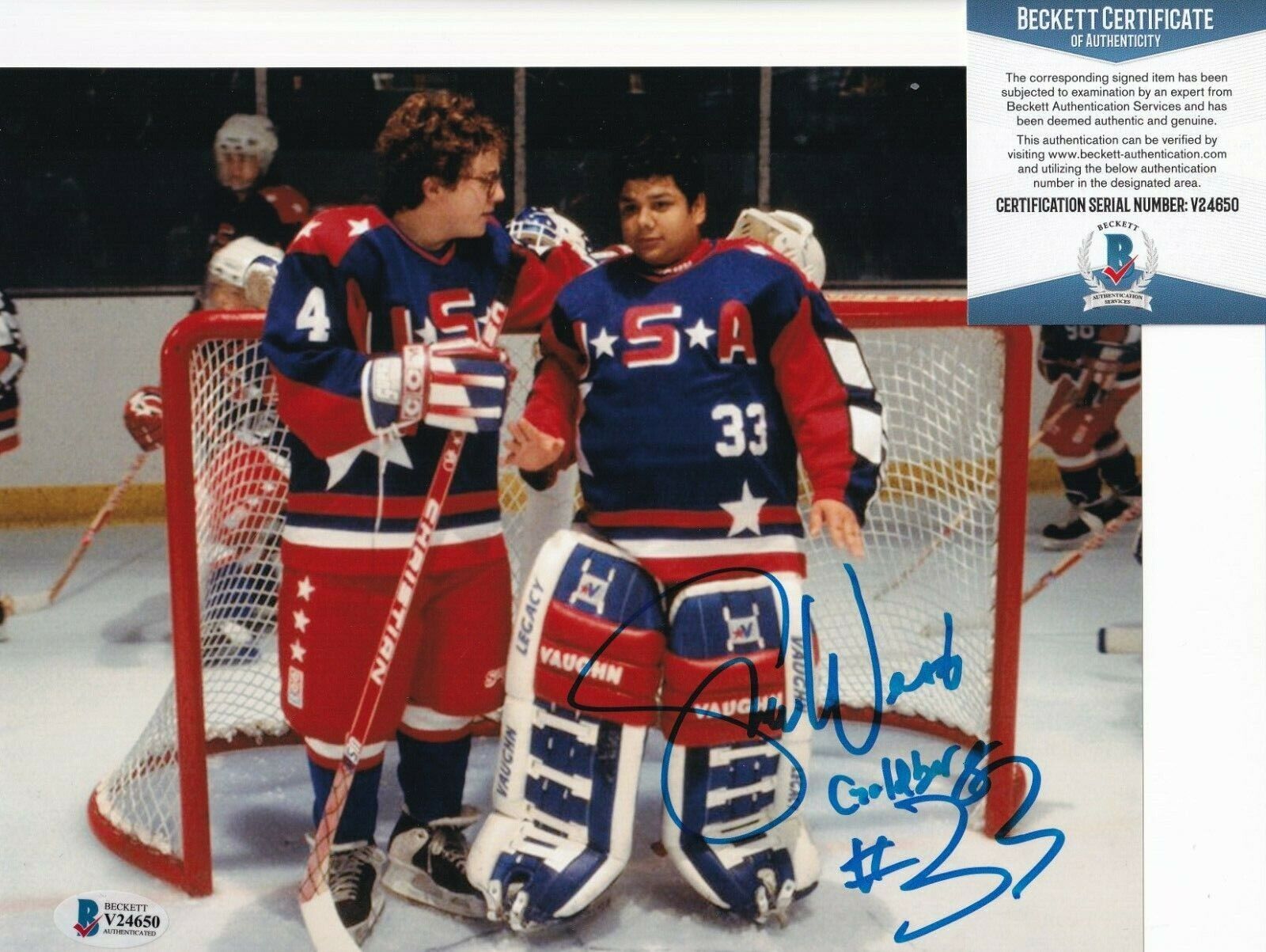 SHAUN WEISS signed (THE MIGHTY DUCKS) GOLDBERG 8X10 Photo Poster painting BECKETT BAS V24650