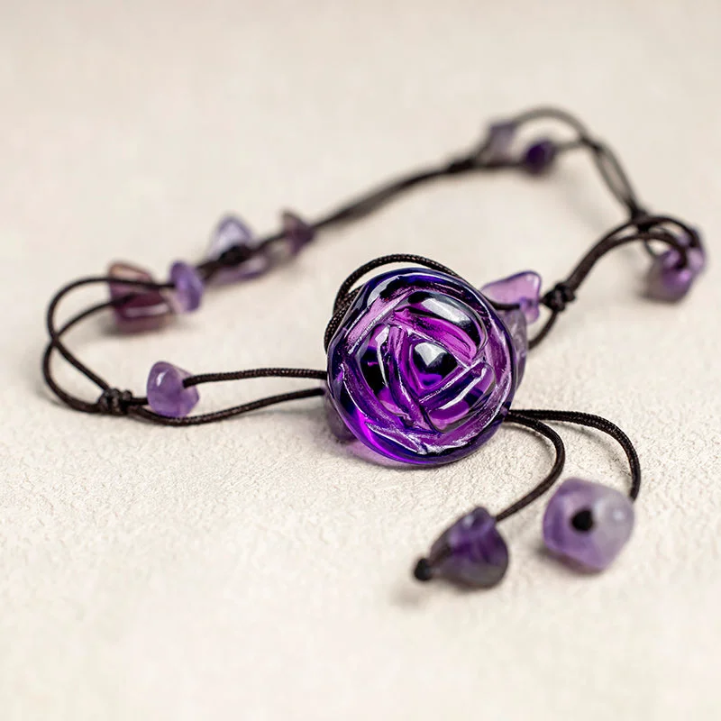 Amethyst Pink Crystal Green Aventurine Rose Inner Peace Healing Anklet