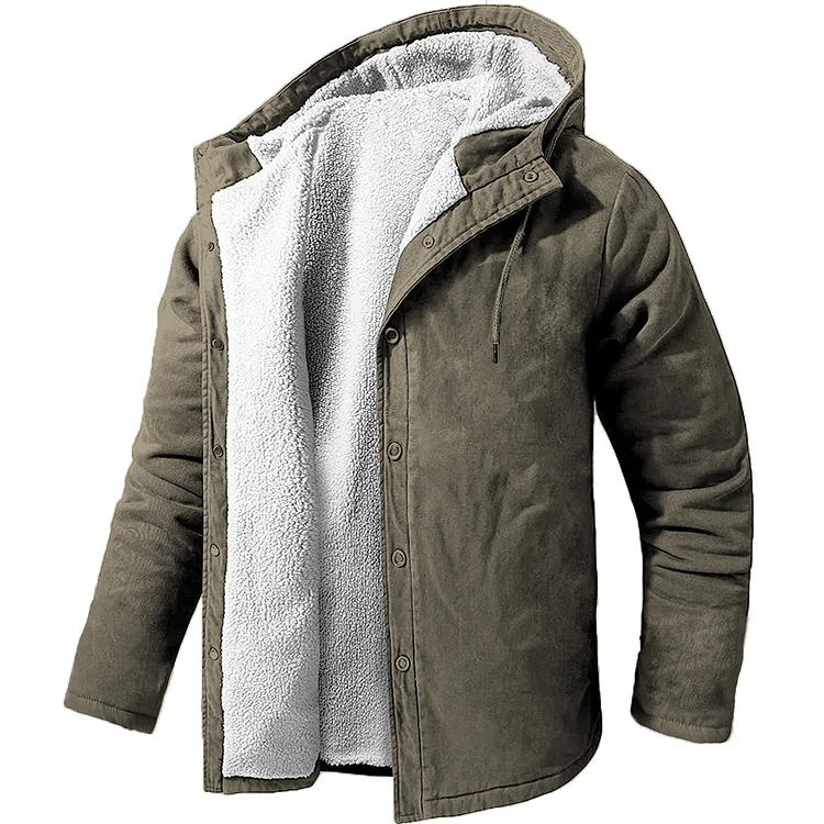 Men's Vintage Distressed Long Sleeve Fleece Hooded Jacket