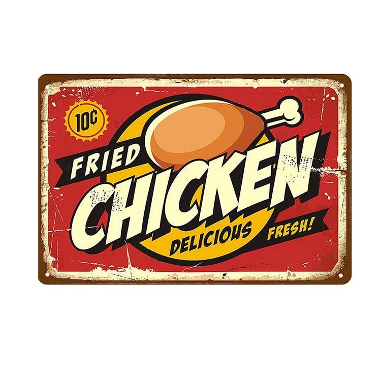 Poulet frit délicieux - enseignes en étain vintage / enseignes en bois - 7.9x11.8in & 11.8x15.7in