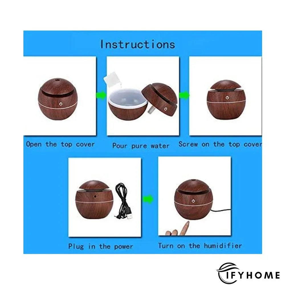 Colorful Wood Grain Air Humidifiers Mini Night Light Home Air Filter | IFYHOME
