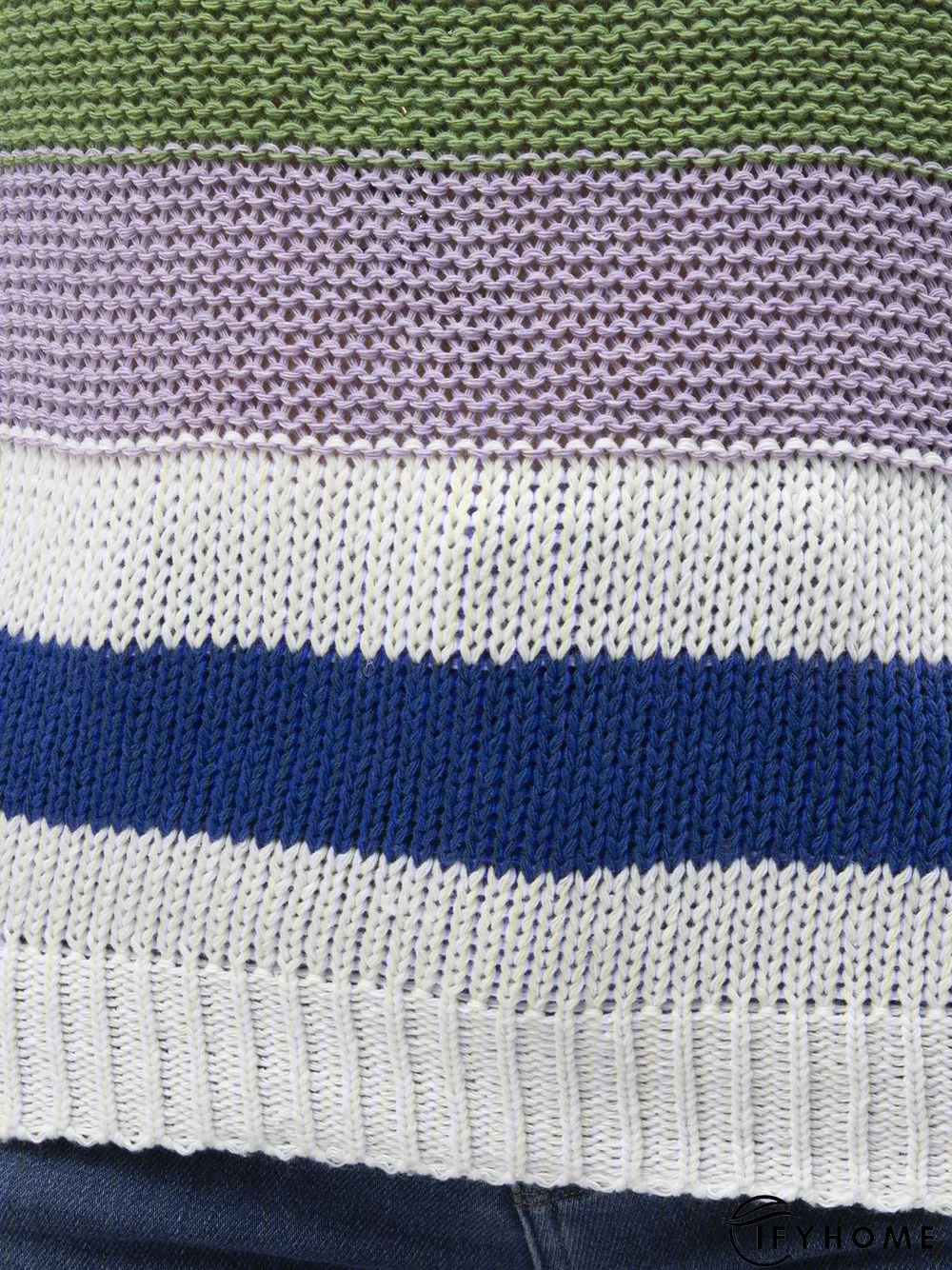 Multicolor Striped Long Sleeve Statement Sweater | IFYHOME