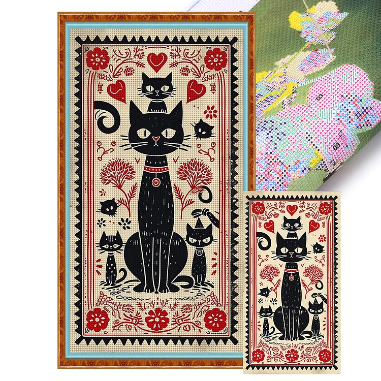 『YiShu』Cat - 11CT Stamped Cross Stitch(40*70cm)