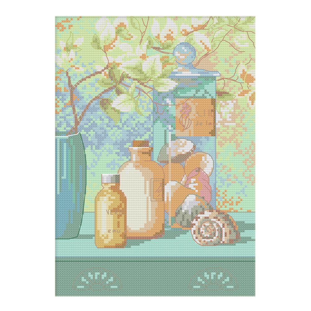 

Conch And Bottle - 14CT Stamped Cross Stitch - 30*21cm, 501 Original