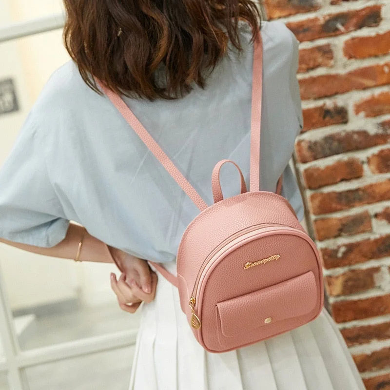 Mini Backpack Women Pu Leather Shoulder Bag For Teenage Girls Kids Multi-function Small Bagpack Female Ladies School Backpack