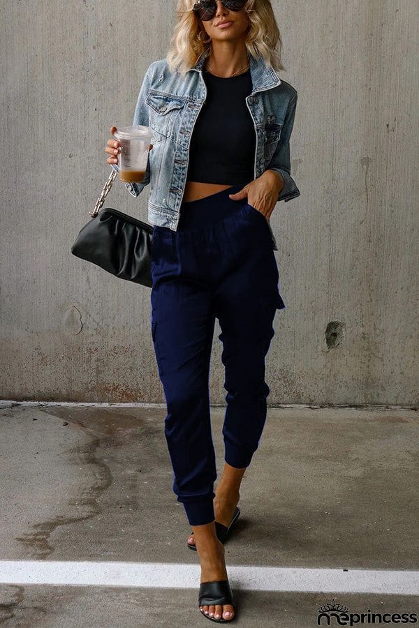 Satin High Waist Pocketed Joggers