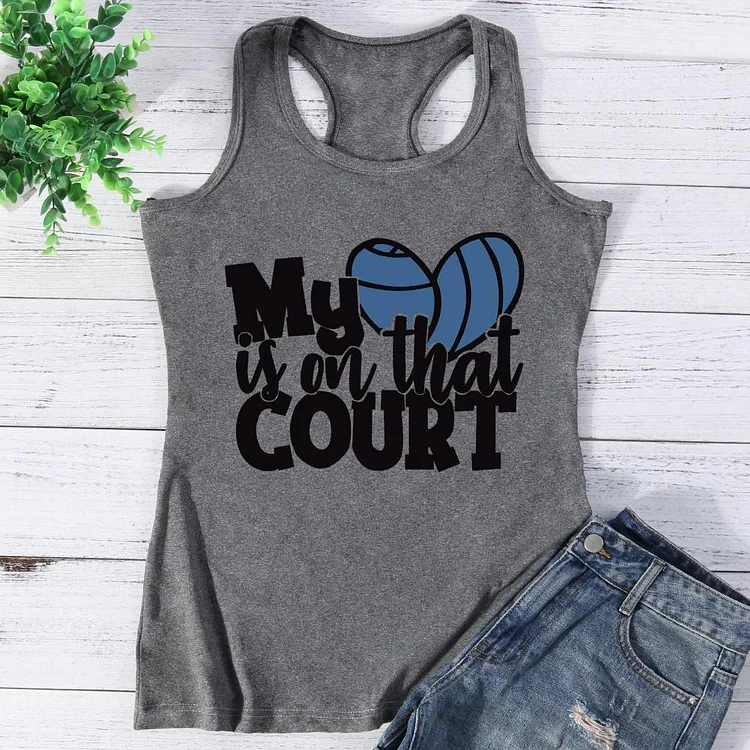 My heart is on that court Volleyball Vest Top-Annaletters