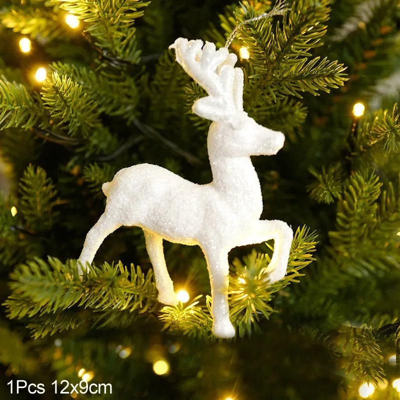Xmas Tree Pendants Snowflake Angel Deer Hanging Ornaments Christmas Decorations For Home Kids Toy 2022 Navidad New Year Party