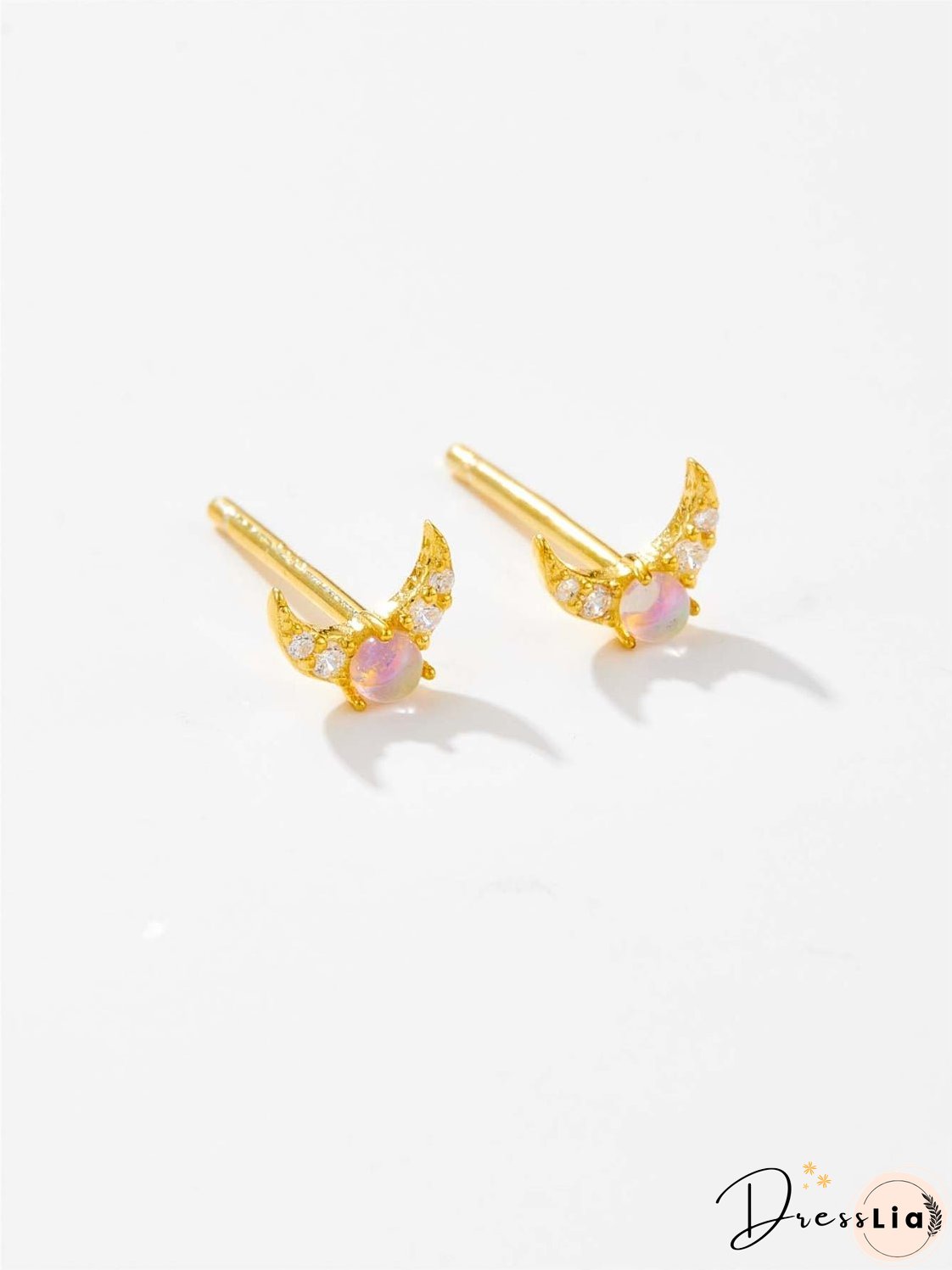 925 Sterling Silver Inlaid Zircon Moon Earrings