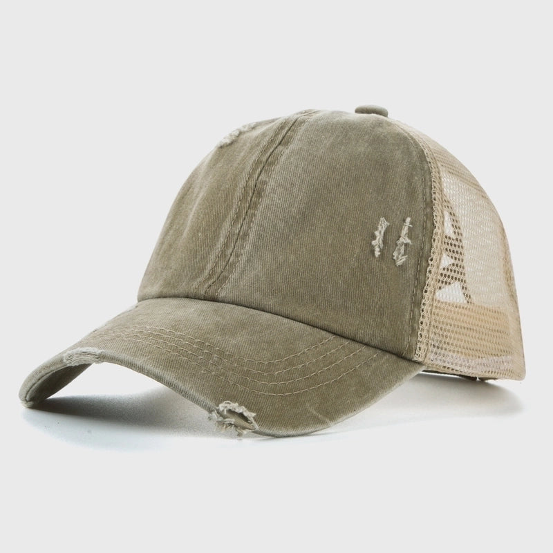 2 Pieces Edging Ponytail Back Opening Baseball Cap Korean Hip-hop Cap