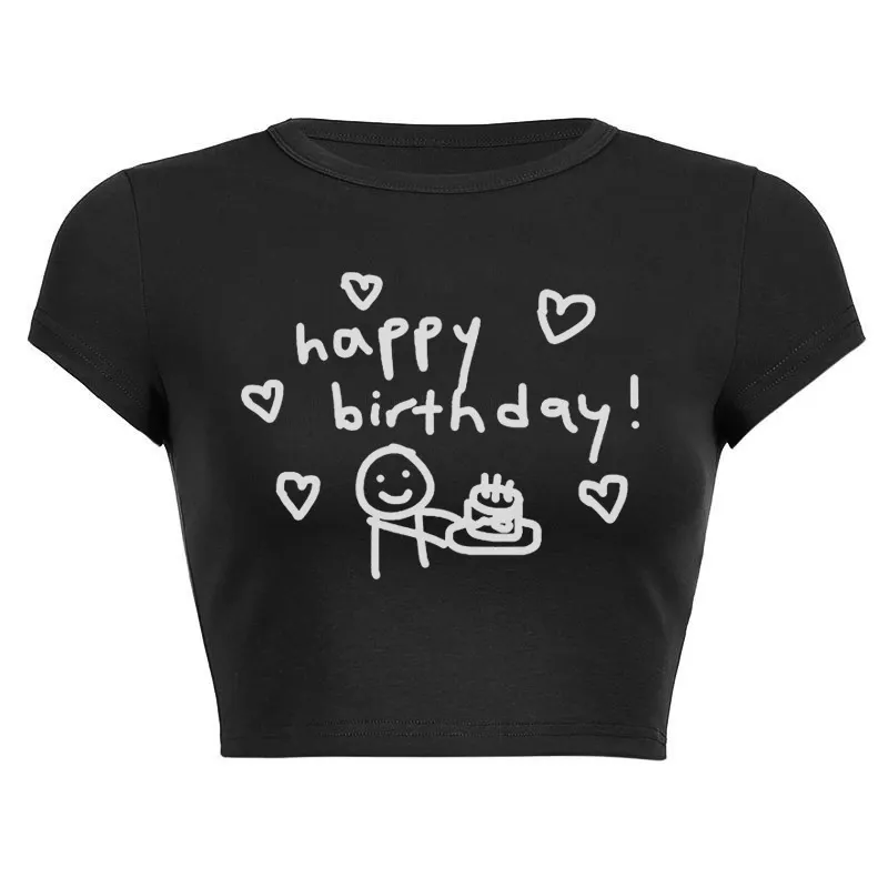 Brownm Brownm Simple Print T Women's Fashion Print Crop Top