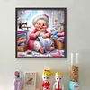 Happy Old Lady Doing Sewing-11CT Stamped Cross Stitch 45*45cm/17.72*17.72in