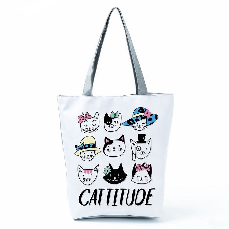 Cartoon cat Printed large-capacity one-shoulder handbag