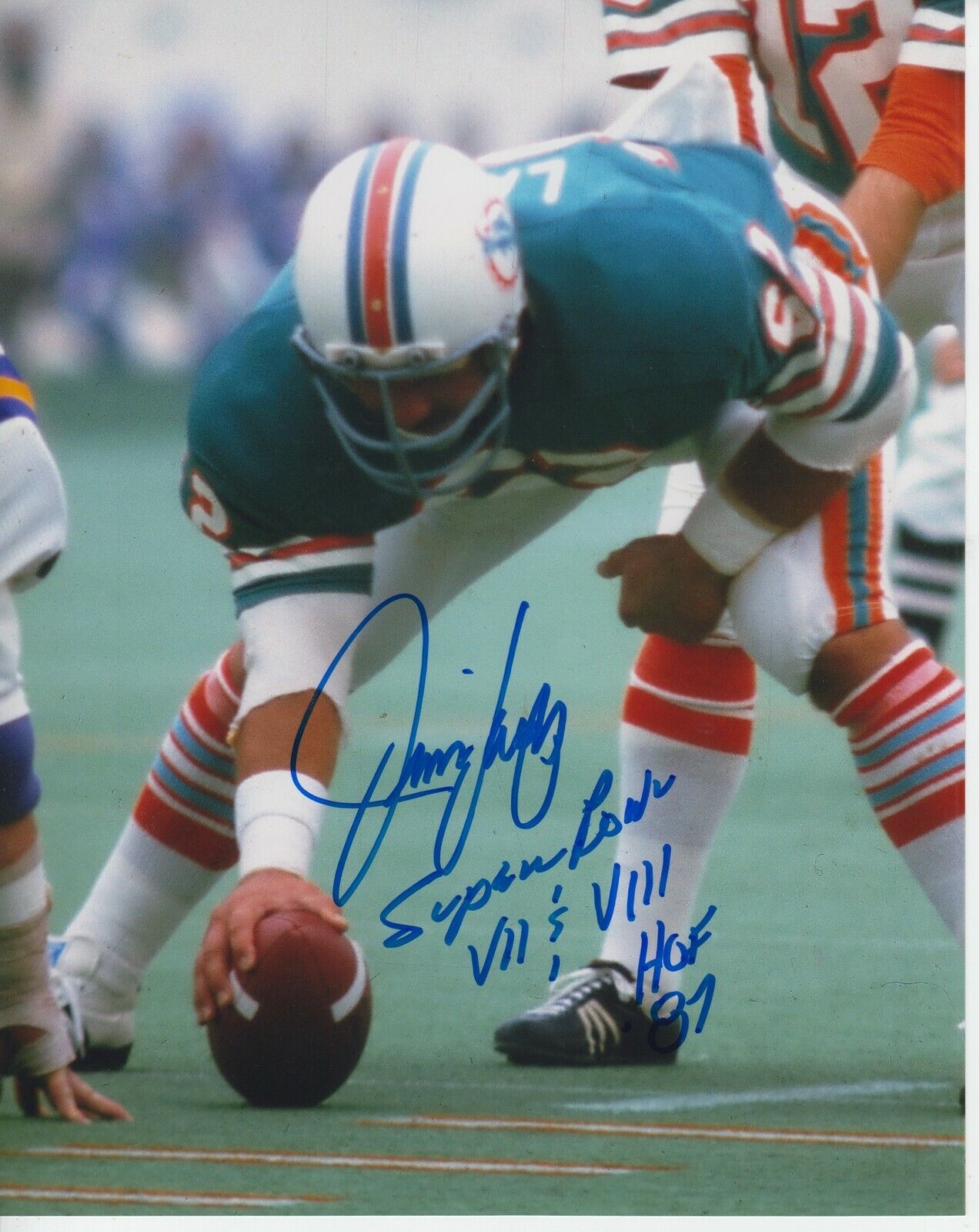 Jim Langer W/ SB Inscriptions #2 8x10 Signed Photo Poster painting w/ COA Miami Dolphins -