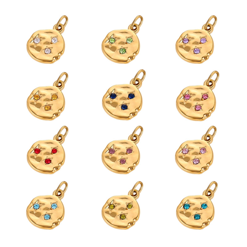 1 Piece 15*18mm 304 Stainless Steel Rhinestones Geometric Polished Pendant Chain Jewelry Accessories