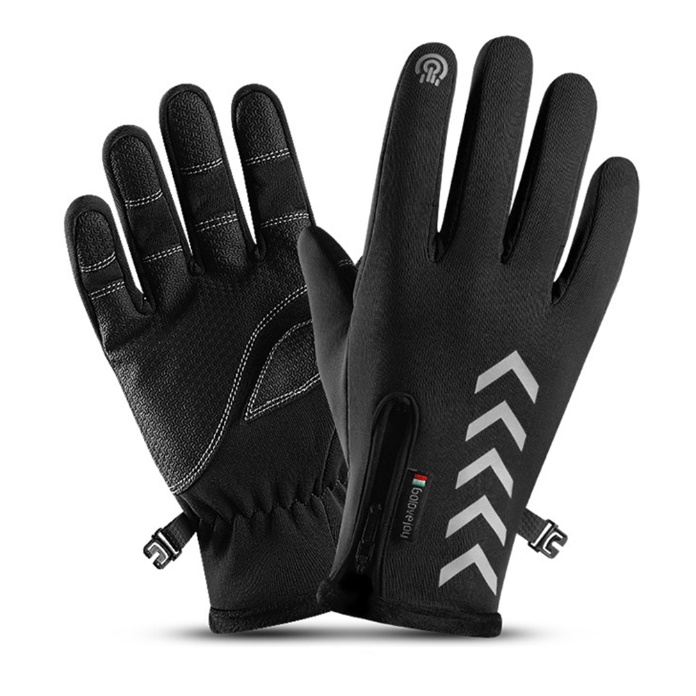 

1 Pair Winter Warm Cycling Gloves Touch Screen Windproof Ski Fleece Gloves, Black, 501 Original