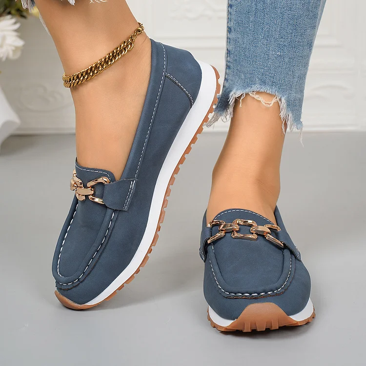Orthopedic Suede Loafers Women Chain   Stunahome.com