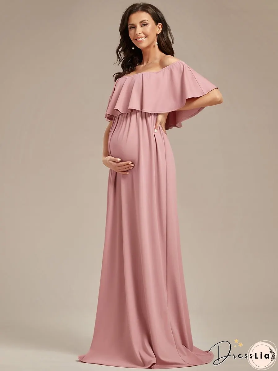 Off Shoulder Pleated A Line Wholesale Maternity Dresses