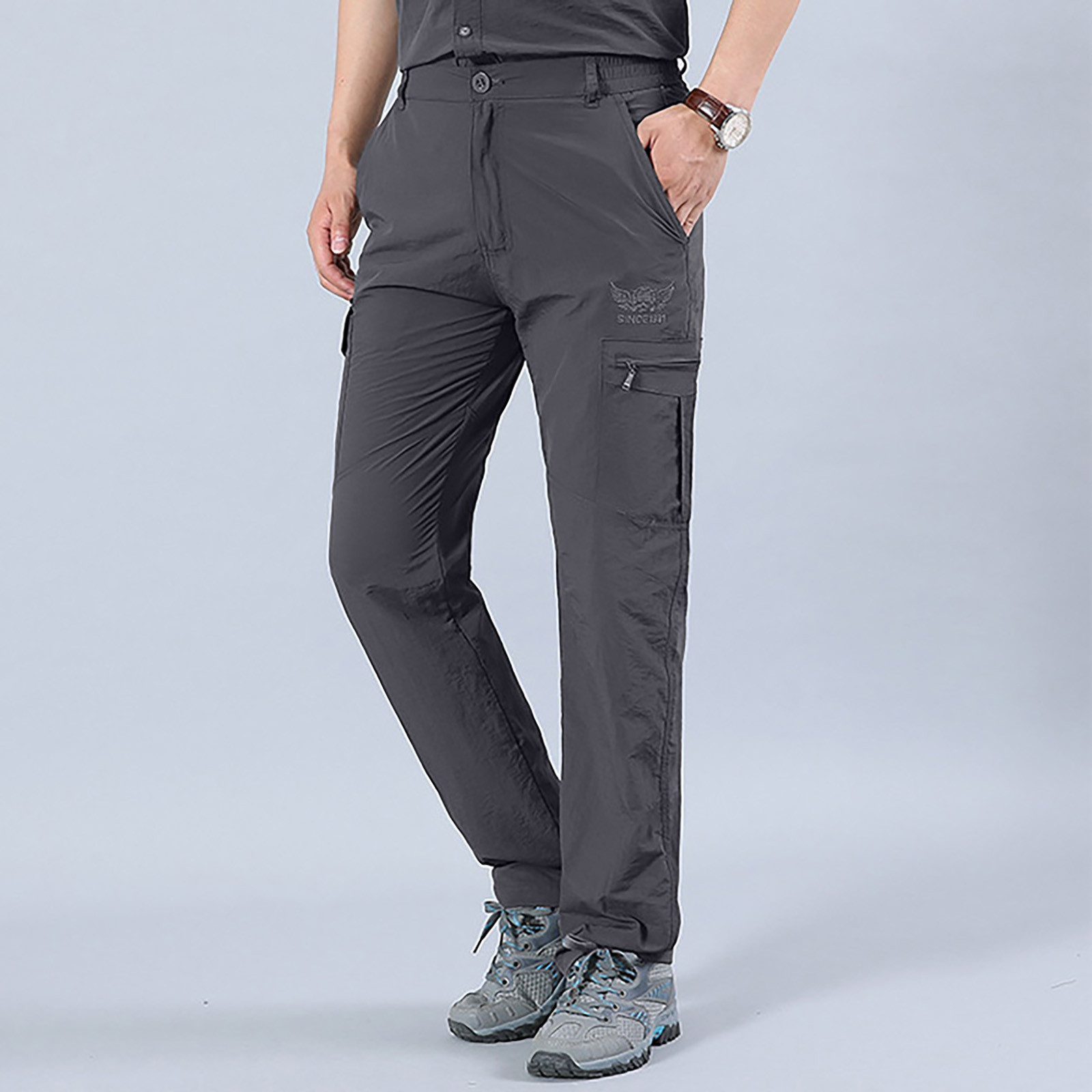 Wlntempo Mens Stretch Work Hiking Pants Quicking Dry Lightweight Windproof Outdoor Travel Climbing Breathable Straight Leg Sweatpants