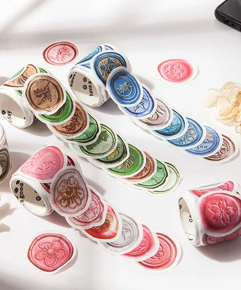 4 Rolls Wax Stamp Washi Stickers Set-Himinee.com