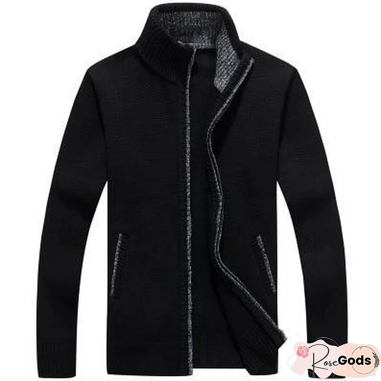 Men's Sweater Coat Sweater Jackets Men Zipper Knitted Thick Coat