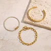 Bling Zircon 18K Golden Shell Bangle Chain Bracelet