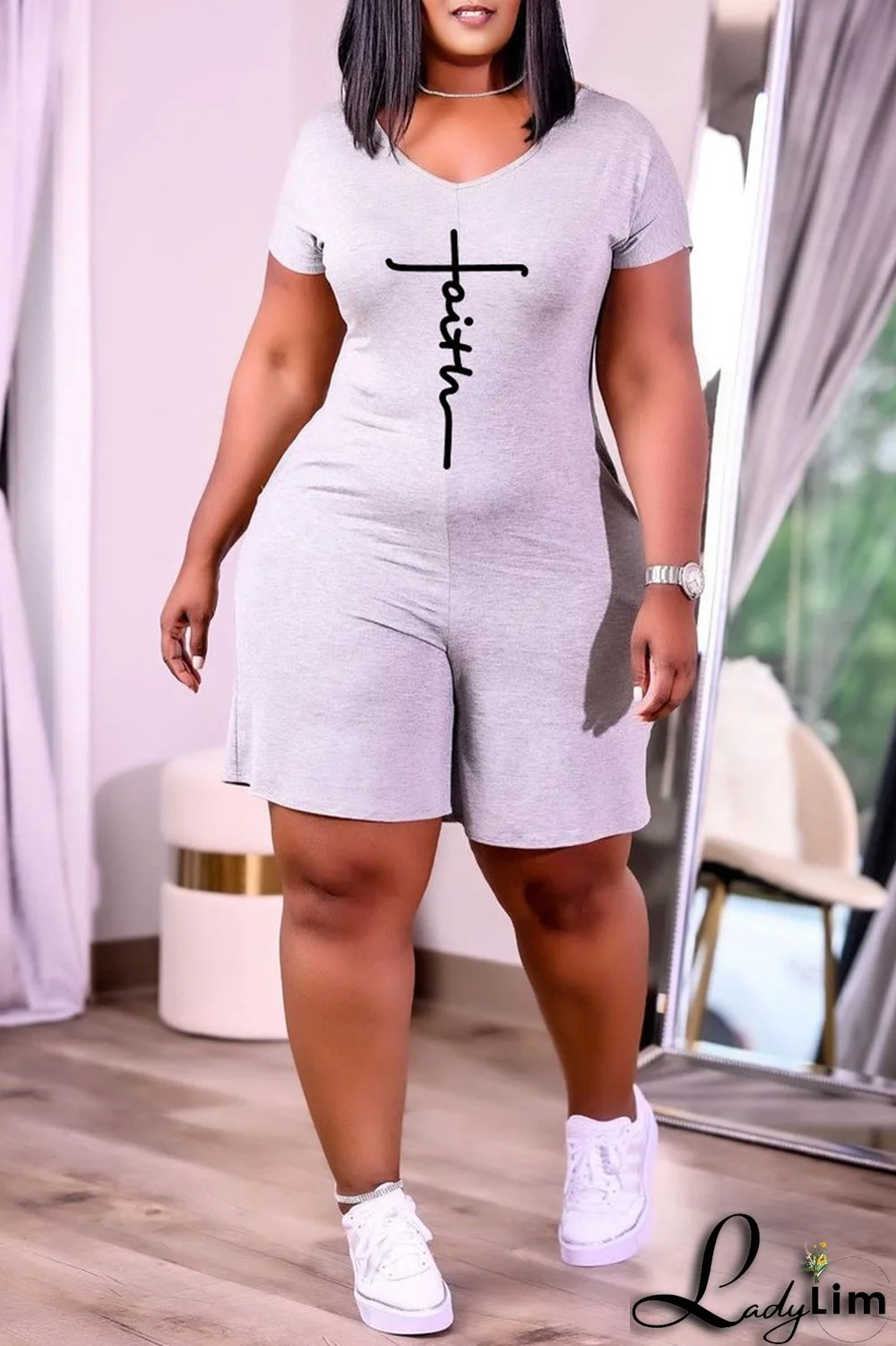 Blue Fashion Casual Print Basic V Neck Regular Jumpsuits