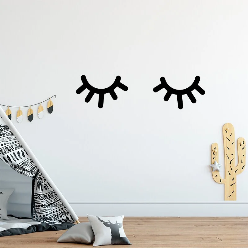 Sdrawing Style Eyelash Wall Stickers Fashion Kids Room Decoration Art PVC Vinyl Wall Decals Creative Eyes Home Decor Baby Sticker