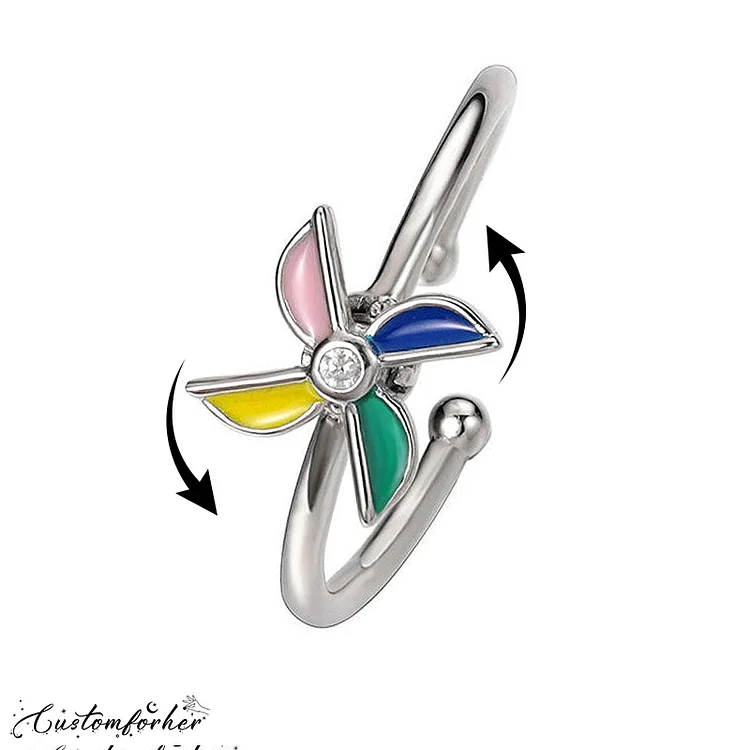 S925 Silver Rotatable Windmill Ring