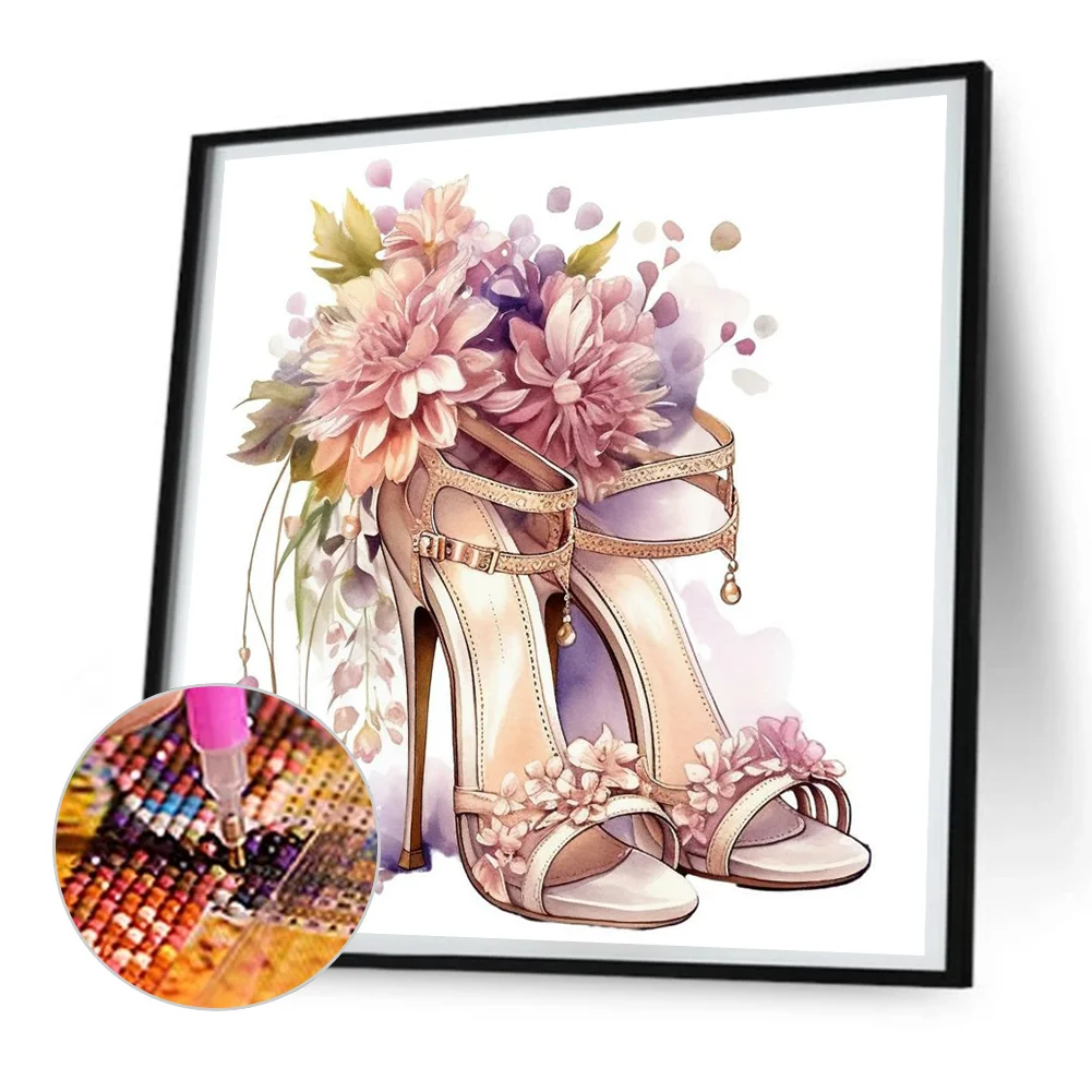 Full Round Diamond Painting 30*30cm - Flower High Heels