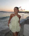 Women's Sexy Sequin Tassel Decoration Halter Party Prom Short Dress