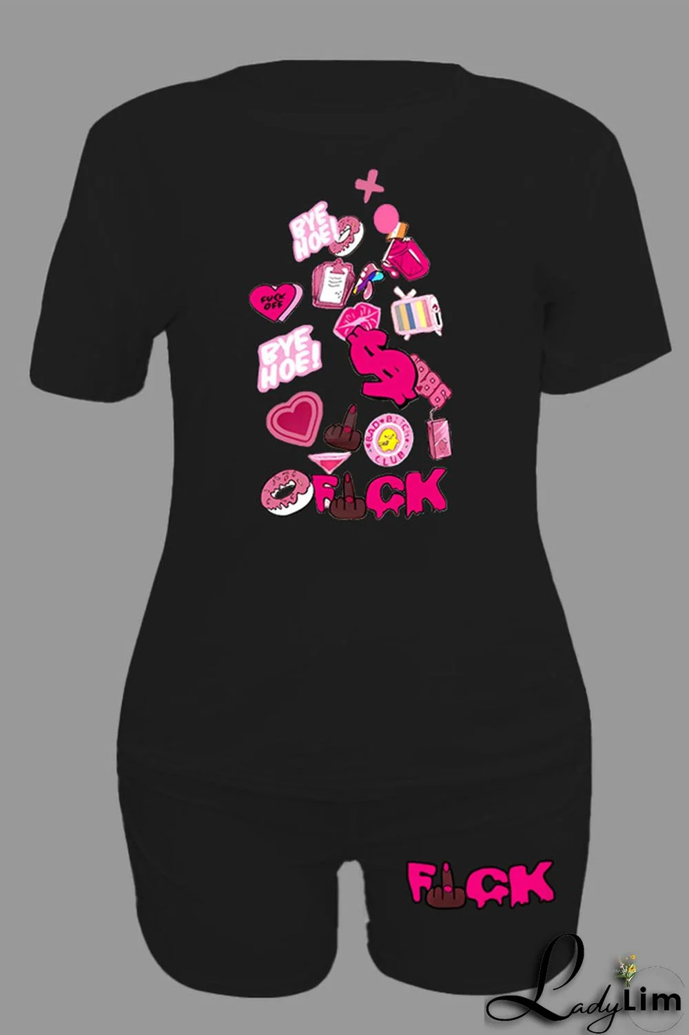 Orange Casual Print Patchwork O Neck Short Sleeve Two Pieces