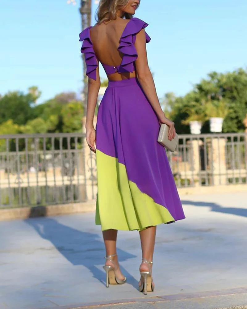 Stylish Colorblocked Two Piece Suit
