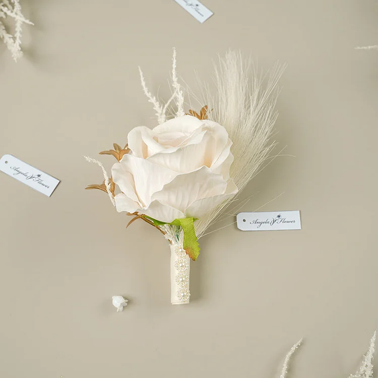 A86384 Champagne Series With Reed Corsage Flower Bridegroom Wedding Accessories