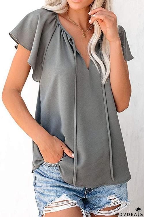 V Neck Loose Blouse