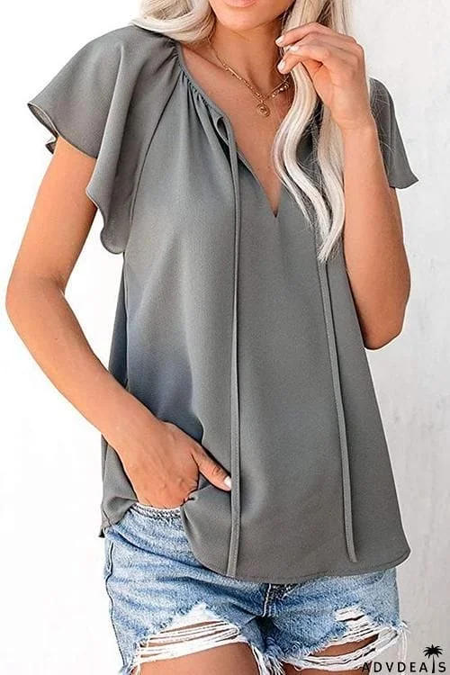 V Neck Loose Blouse