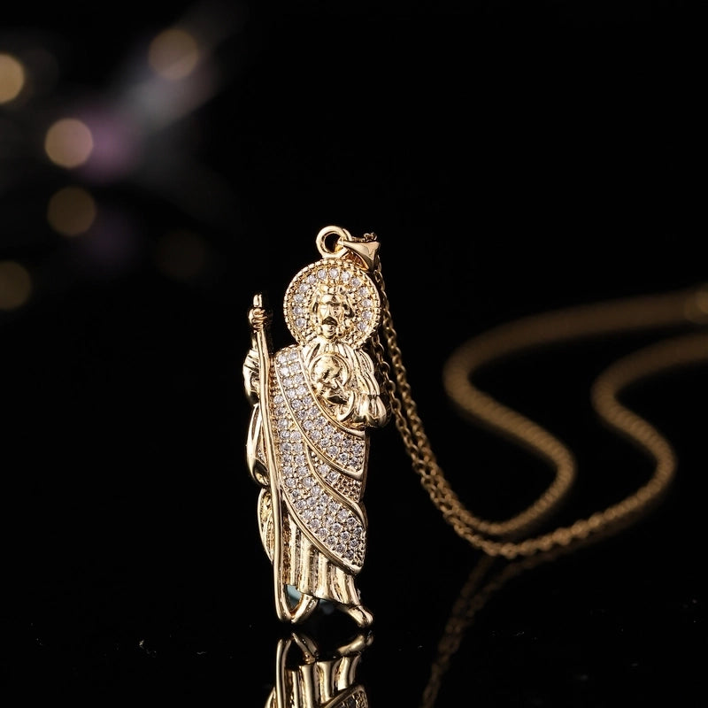 Casual Minimalist Shiny Human Copper Inlay Zircon Women's Pendant Necklace