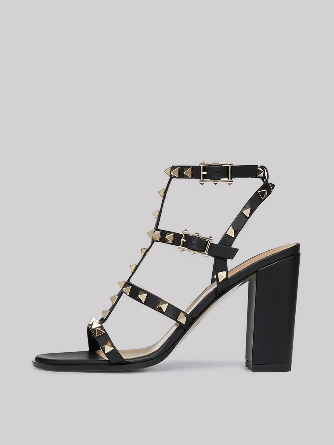 100mm Women's Rivets Block Heels Party Daily Summer Strap Sandals