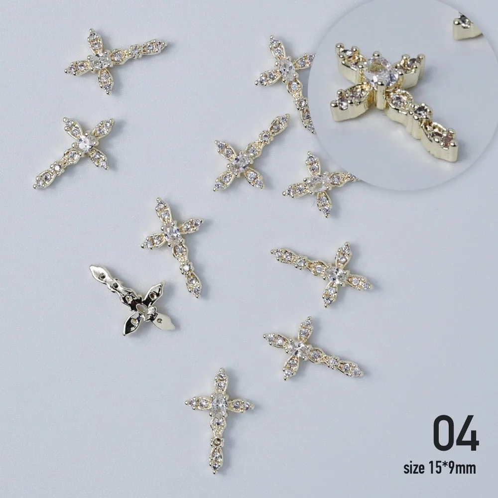 Nail jewelry 3D Alloy high quality zircon Butterfly Flower crystal Pearl Metal Manicure Nails DIY Accessories Nail Decor