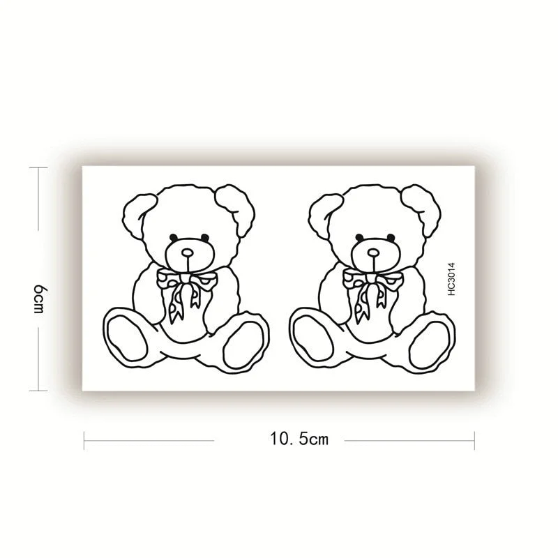 Cute Litter Bear Temporary Tatoo Arm Waist Decal Kid Women Men Body Art Fake Tattoo Stickers Tatoos Black Cartoon
