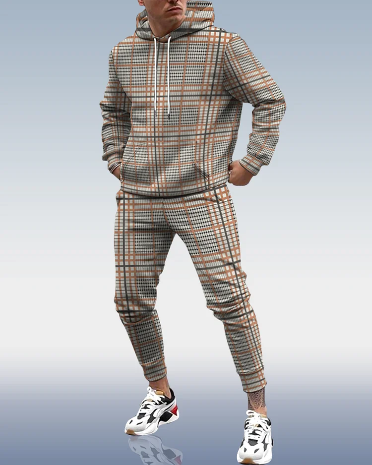 Suitmens Men's Personalized Printed Hoodie Set 036