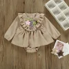 Baby Born Girls Long Sleeve Emboridery Flower Autumn Dresses