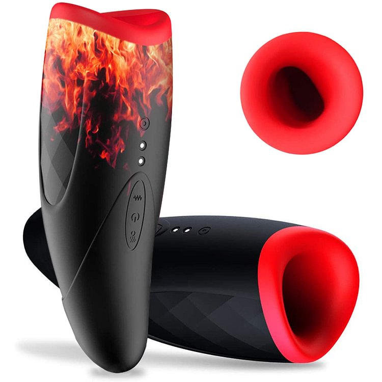 Automatic Heating Hot Oral Sex Cup Red Lips Flaming Airplane Cup Male Vibrating Clip Suck Penis Exerciser