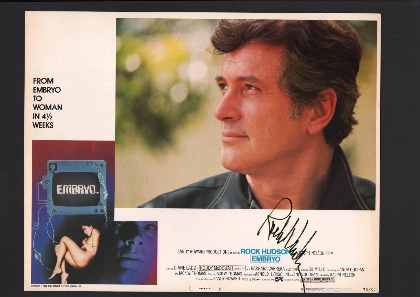 Rock Hudson - Signed Autograph Lobby Card - Embryo