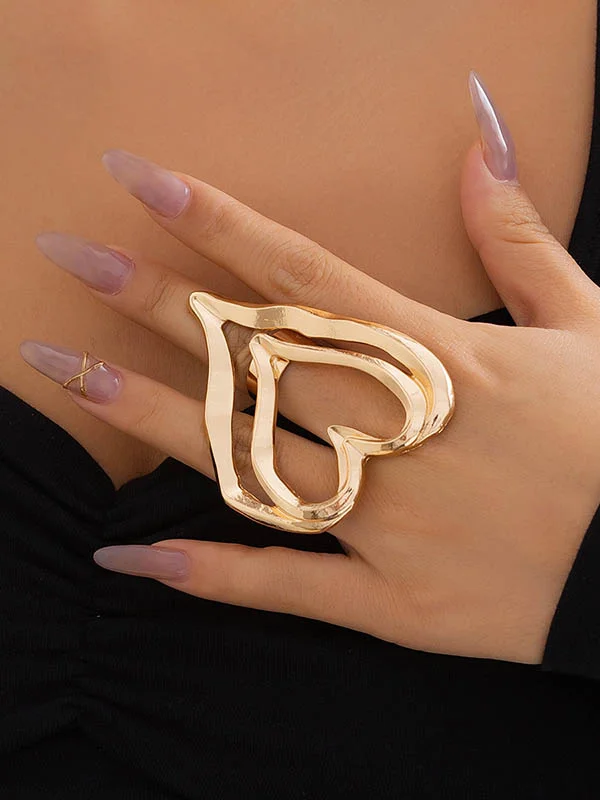 Solid Color Heart Shape Rings Accessories