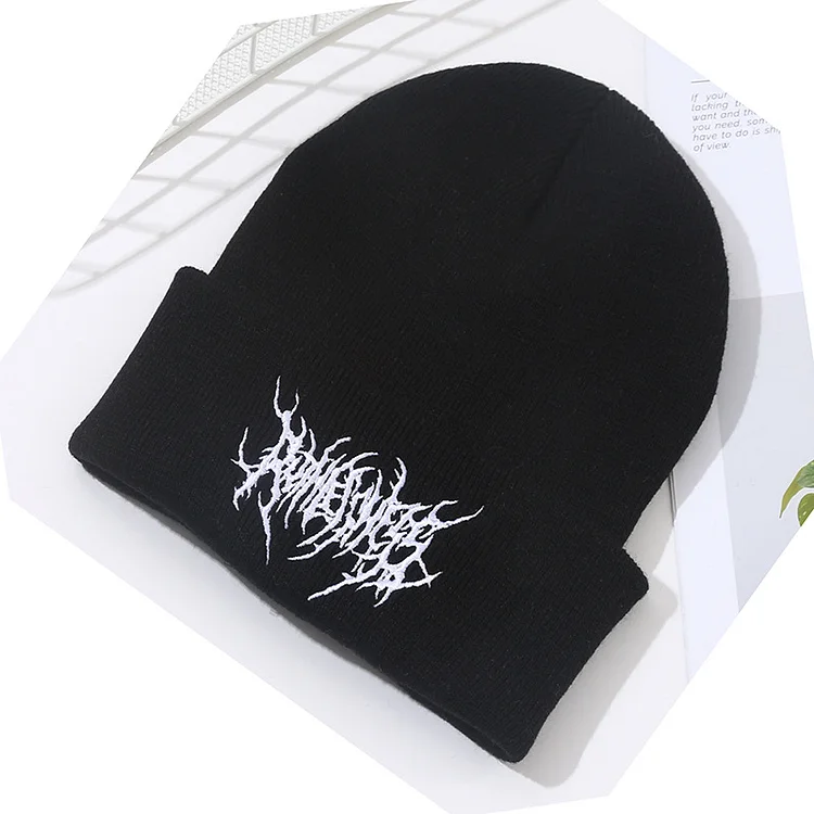 VChics Trendy Gothic Street Punk Embroidered Knitted Hat