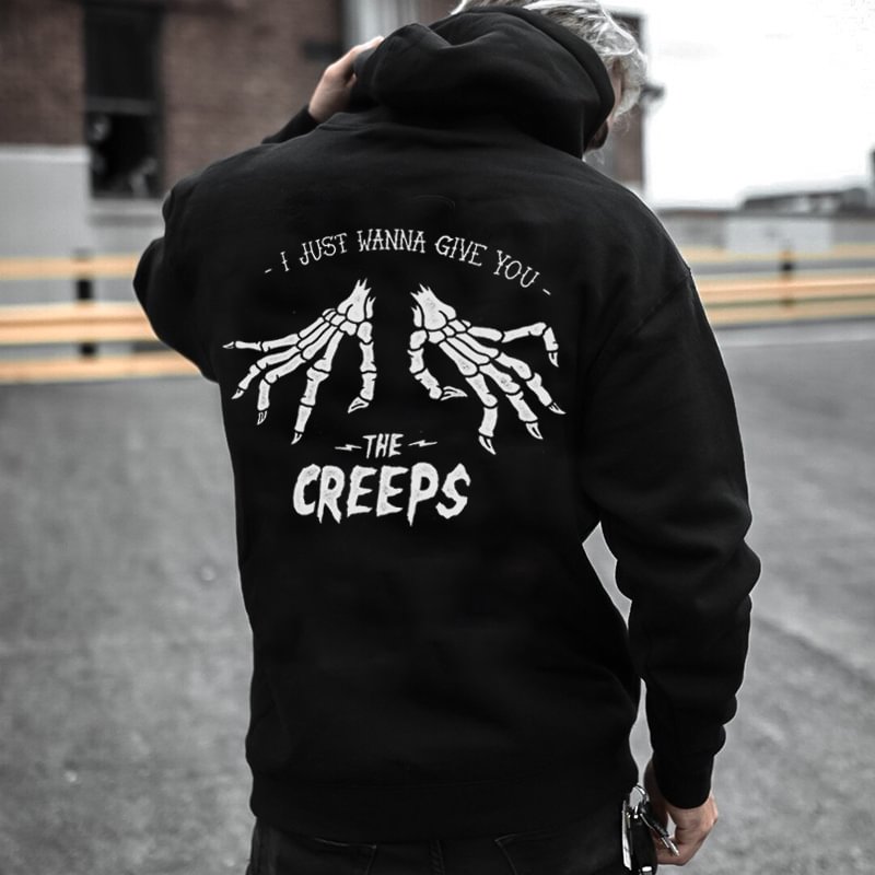 UPRANDY I Just Wanna Give You Skeleton Hands Printed Hoodie -  UPRANDY