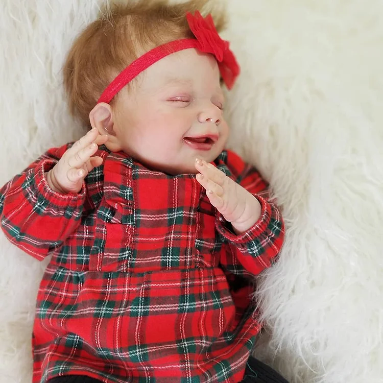 [🎄Merry Christmas🎁] 20"  Handmade Smile with  Eyes Closed Silicone Vinyl Reborn Baby  Girl Doll  Aileen