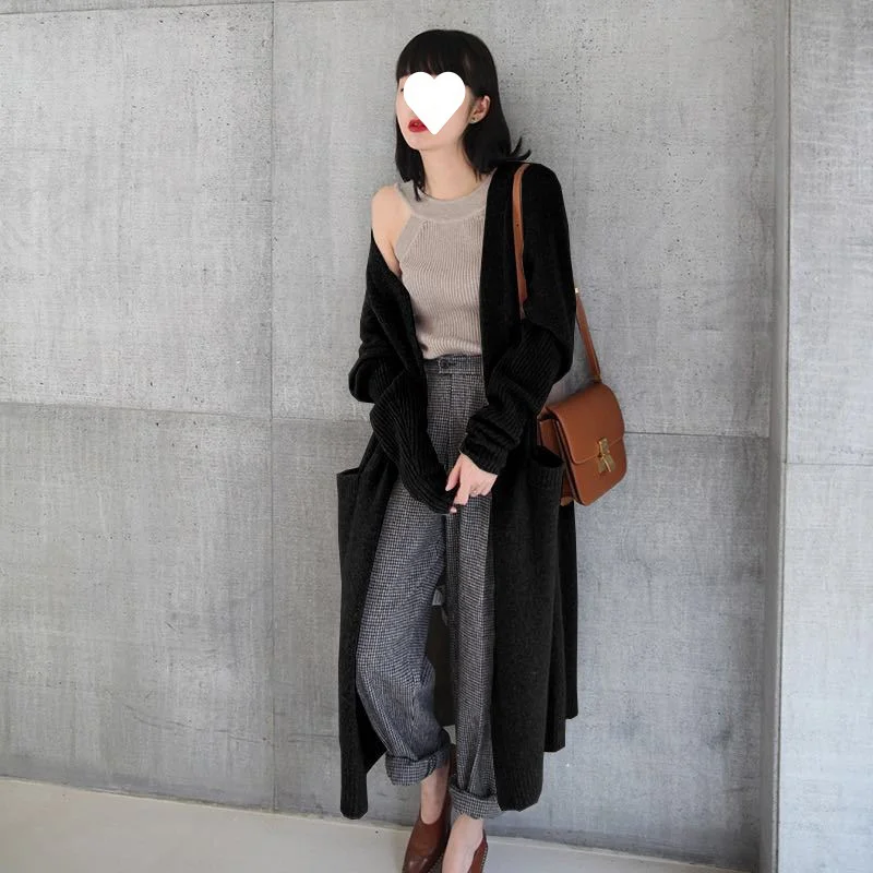 Uveng Uveng With A Mahjong Thick Sweater Jacket Cardigan Female Korean Version Of The New Relaxed Long Sweater In Autumn 2024